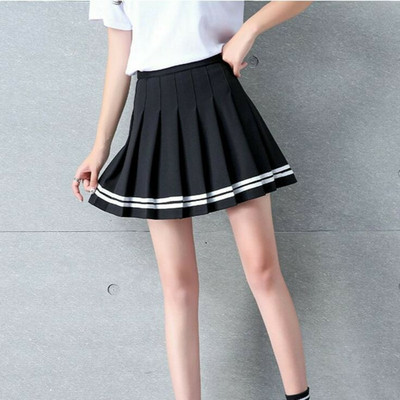 Khalak Striped Women Pleated Black Skirt