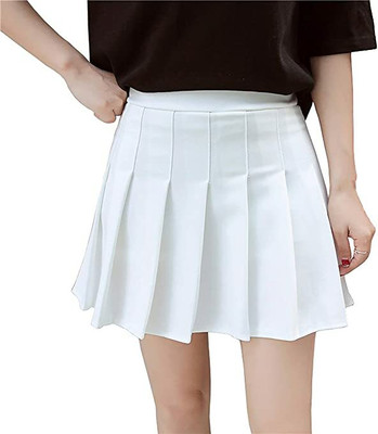J K FASHION Self Design Women Pleated White Skirt