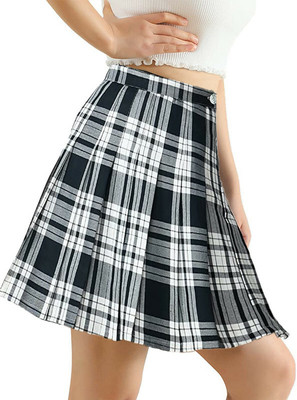 ATF FASHION Self Design Women Pleated Blue Skirt