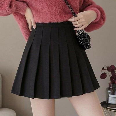 THE MD FASHION Solid Women Pleated Black Skirt