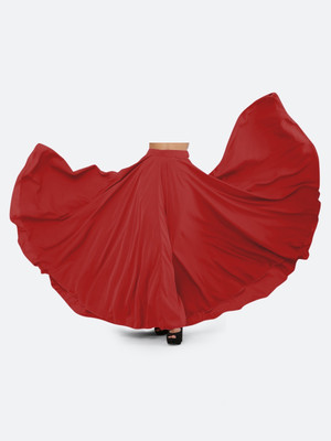 KAHARA Solid Women Flared Red Skirt