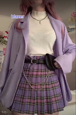 UTF Checkered Women Pleated Purple Skirt