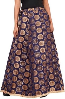 Niddleman Fashion India Woven, Solid Women Flared Blue Skirt