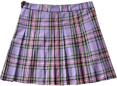 Khalak Checkered Women Pleated Purple Skirt