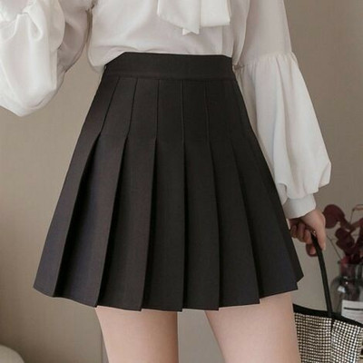 UTF Solid Women Pleated Black Skirt