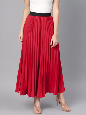HouseOfCommon Solid Women A-line Red Skirt