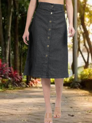 AKSHA CREATION Solid Women A-line Light Blue Skirt