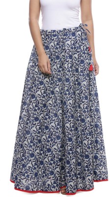 JABAMA Printed Women A-line Blue Skirt