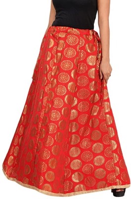 Niddleman Fashion India Woven, Solid Women Flared Red Skirt