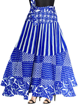 Shunit creation Printed Women Wrap Around Blue Skirt