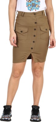 LOMOTO Solid Women A-line Brown Skirt