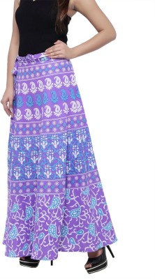 JABAMA Printed Women Wrap Around Purple Skirt