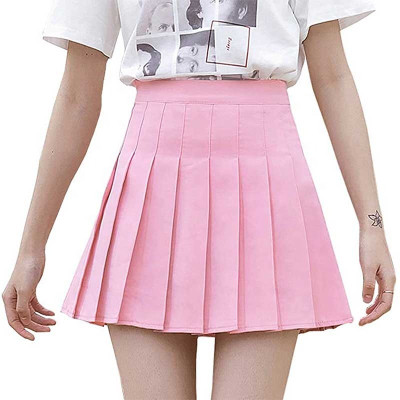 Swara Craft Solid Women Pleated Pink Skirt