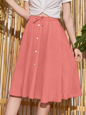 Areca Designer Solid Women Flared Pink Skirt