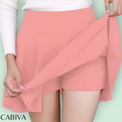 CABIVA Solid Women Flared Black Skirt