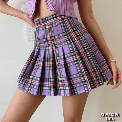 Swara Craft Checkered Women Pleated Multicolor Skirt