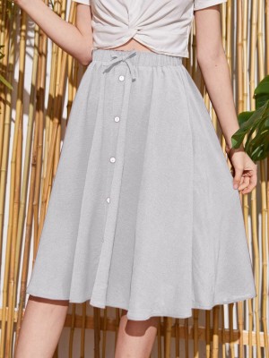 Areca Designer Solid Women Flared Grey Skirt