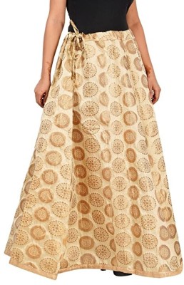 Niddleman Fashion India Self Design, Floral Print Women Flared Beige Skirt