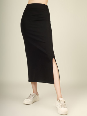 Yunic29 Solid Women Pencil Black Skirt