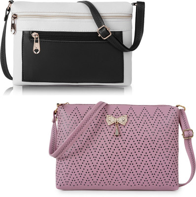 White, Black, Pink Sling Bag Multicolor Stylish Women Sling Bag