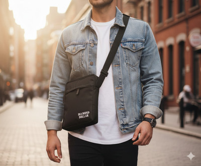 DIAMOND DOLLAR Black Messenger Bag Sling bag