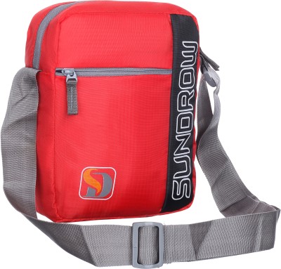 SUNDROW Red Shoulder Bag Nylon Sling Cross Body Travel Office Business Messenger one Side Shoulder Bag