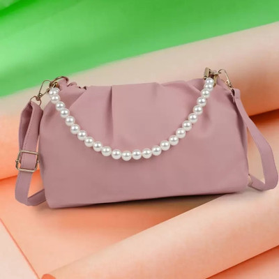 SAPPIERO Pink Sling Bag 2025 New Pearl Attach Trendy Classy Aesthetic Sling Bag For Women & Girls Bag