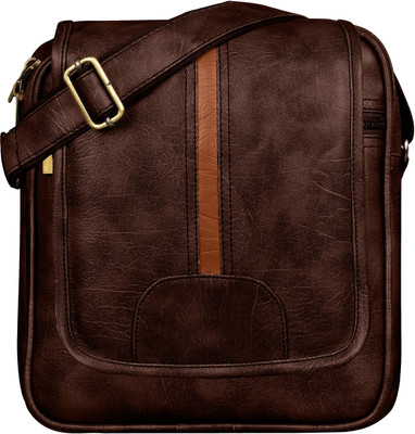 SOPARK Brown Sling Bag Brown Stylish Faux Leather Cross Body Sling Bag For Men SKSL02