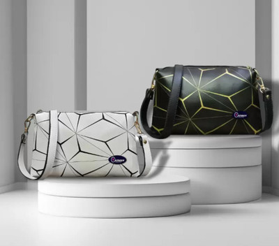 White, Black Sling Bag White,Black Sling Bag for Women,(pack of 2)