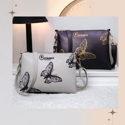 White, Black Sling Bag White,Black Sling Bag for Women(PACK OF 2)