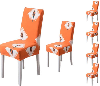 RAG SALUTION Polyester Floral 1 Seater Chair Cover(ORANGE Pack of 6)