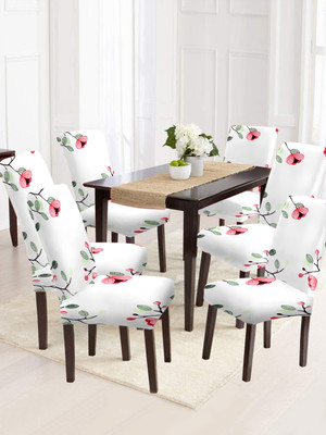 Cortina Polyester Abstract 1 Seater Chair Cover(White Pack of 6)