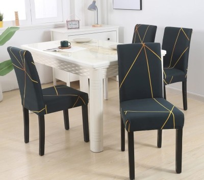 Gouri Polyester Geometric Chair Cover(Gold Pack of 4)