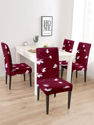 Cortina Polyester Abstract 1 Seater Chair Cover(Maroon Pack of 4)