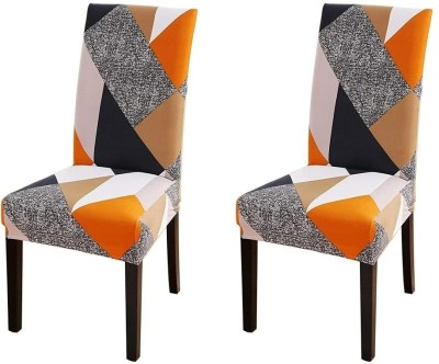 Gouri Polycotton Geometric Chair Cover(orange Pack of 1)