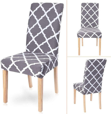 Eleganta Polycotton Floral 1 Seater Chair Cover(Grey Pack of 4)