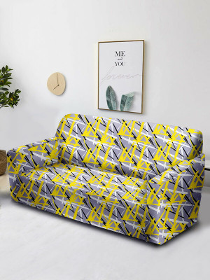Cortina Polyester Abstract 3 Seater Sofa Cover(Green Pack of 1)