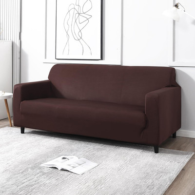 igi Polyester Plain 3 Seater Sofa Cover(BROWN Pack of 1)