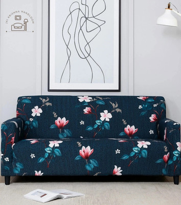 Jai krishna Polycotton 3 Seater Sofa Floral Cover(Pack of 1 Blue)