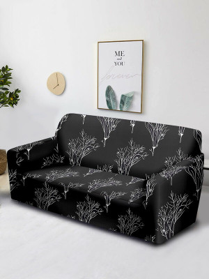Cortina Polyester Abstract 3 Seater Sofa Cover(Grey Pack of 1)