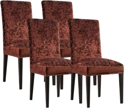 Aranaya Decore Velvet 1 Seater Chair Plain Cover(Pack of 4 Brown)