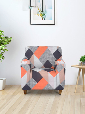 Flipkart SmartBuy Polyester Abstract 1 Seater Sofa Cover(Orange Pack of 1)