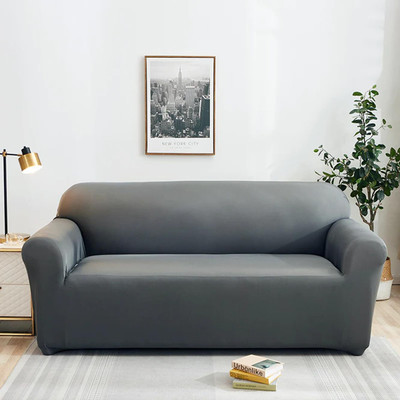 lukzer Polyester Plain 4 Seater Sofa Cover(Grey Pack of 1)