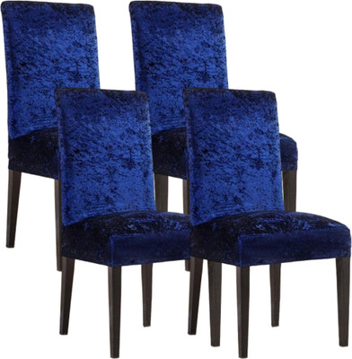 Aranaya Decore Velvet Plain 1 Seater Chair Cover(Blue Pack of 4)