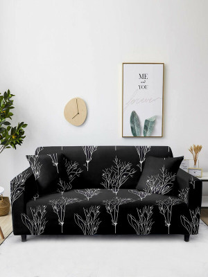 Cortina Polyester 2 Seater Sofa Abstract Cover(Pack of 1 Grey)
