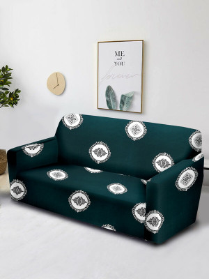 Cortina Polyester 3 Seater Sofa Abstract Cover(Pack of 1 Gold)