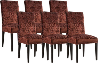 Roodra Creations Velvet 1 Seater Chair Plain Cover(Pack of 6 Brown)