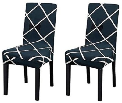 QUIRKYHUB Polycotton Geometric Chair Cover(Blue Check Pack of 2)