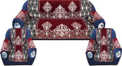 Multitex Velvet Abstract 3+1+1 Seater Sofa Cover(Maroon Pack of 12)