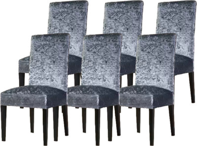 Aranaya Decore Velvet 1 Seater Chair Plain Cover(Pack of 6 Grey)